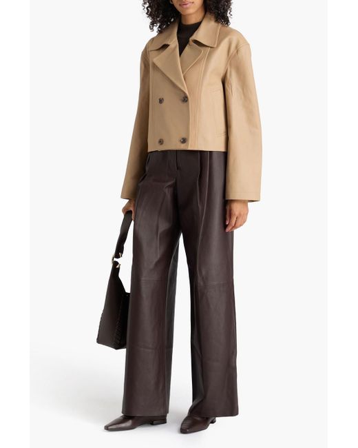 Theory Natural Double-breasted Leather Jacket