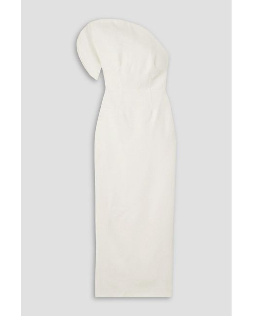 Roland Mouret White One-shoulder Wool And Silk-blend Gown