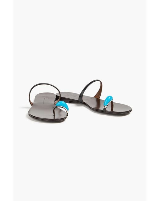 Giuseppe Zanotti Black Ganass 10 Embellished Leather Sandals