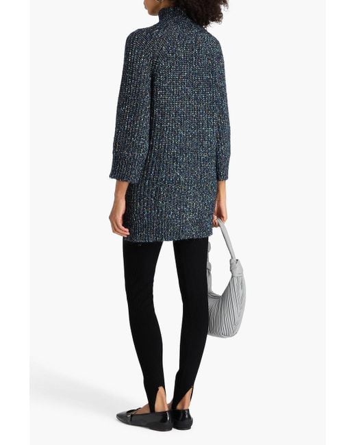 Autumn Cashmere Blue Melierter rollkragenpullover aus einer baumwollmischung