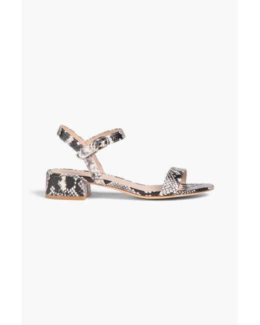 Stuart Weitzman Gray Dancer 35 Snake-effect Leather Sandals