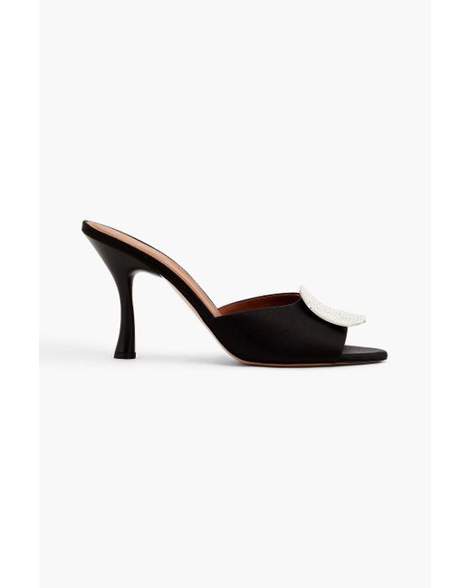 Malone Souliers Black Josia Crystal-Embellished Satin Mules