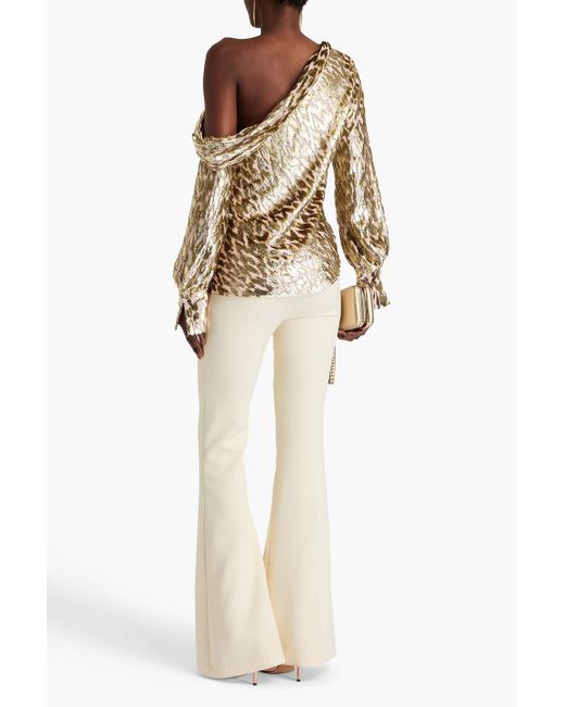 Jonathan Simkhai White Alice One-shoulder Fil Coupé Lurex And Silk-blend Top