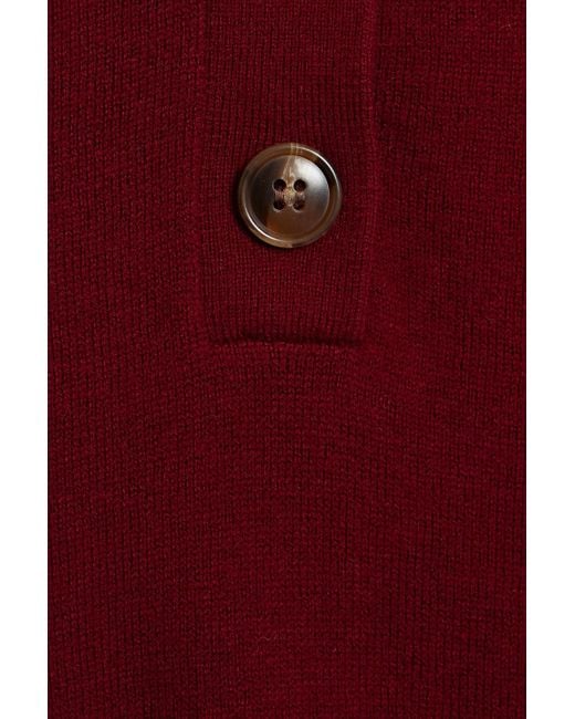Nicholas Red Basma Ribbed Wool And Cotton-blend Polo Sweater