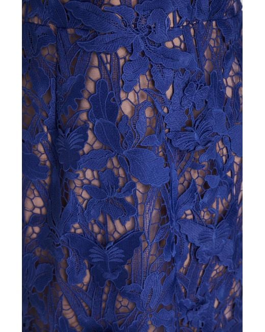 Marchesa Blue Guipure Lace Dress