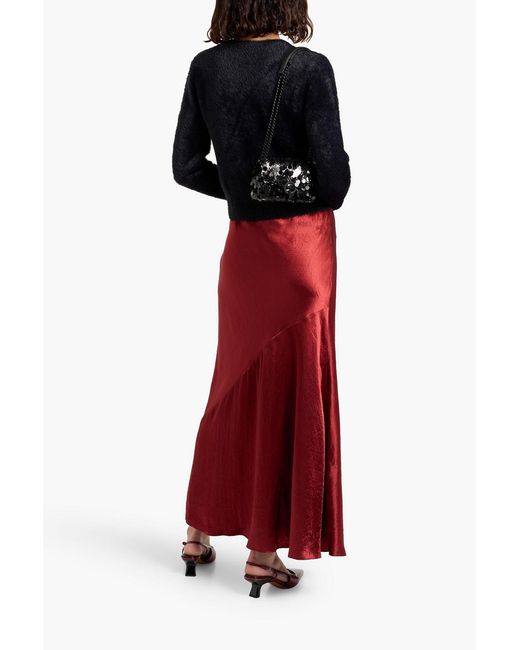 Vince Red Crinkled-satin Maxi Skirt