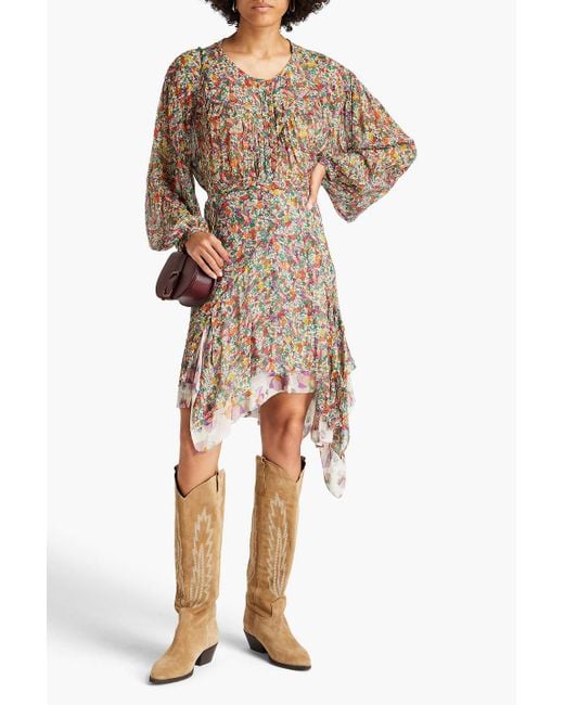 Isabel Marant Multicolor Orionea Gathered Floral-print Silk-crepon Blouse