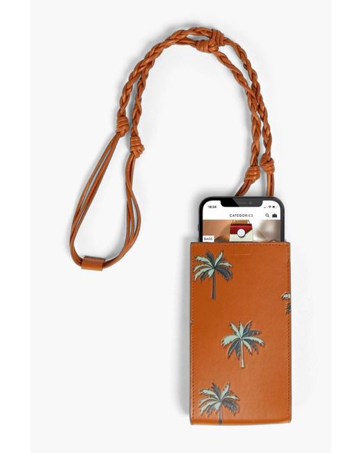 Jil Sander Brown Printed Leather Phone Pouch