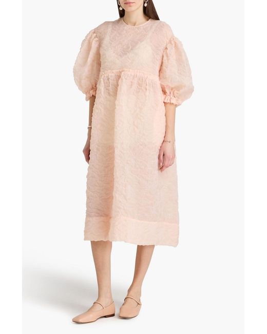 Simone Rocha Pink Ruffled Organza Midi Dress