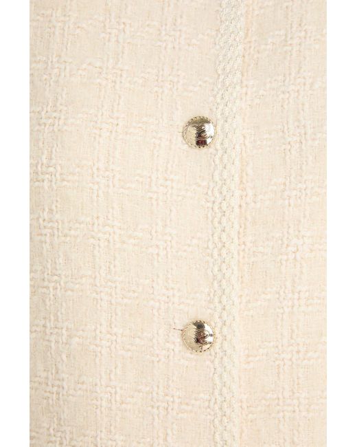 Sandro Natural Satin-Paneled Cotton-Blend Tweed Mini Dress