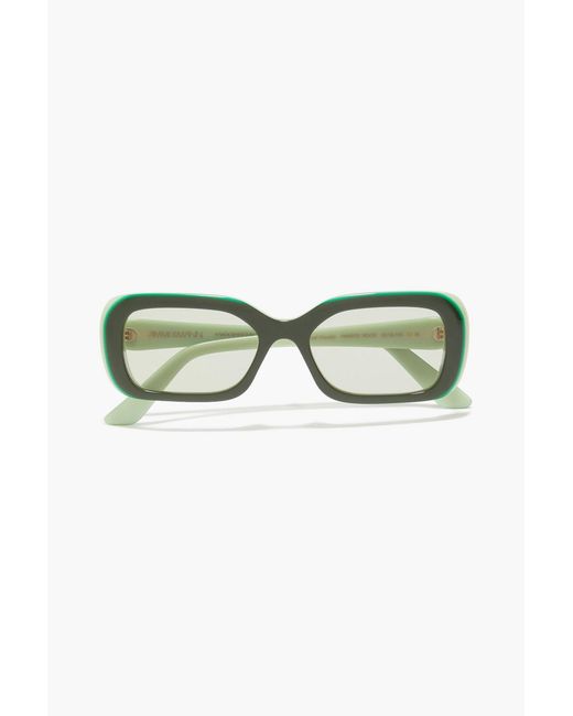 Zimmermann Green Rectangle-Frame Acetate Sunglasses