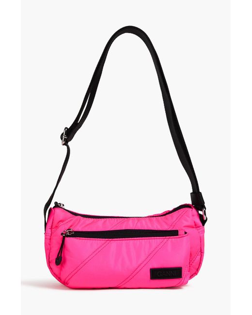 Ganni Pink Quilted Shell Shoulder Bag
