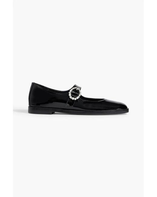 Stuart Weitzman Black Loralei Patent-Leather Mary Jane Flats