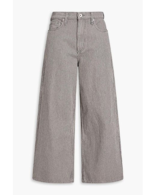 Rag & Bone Gray Serena Cropped Striped High-Rise Wide-Leg Jeans
