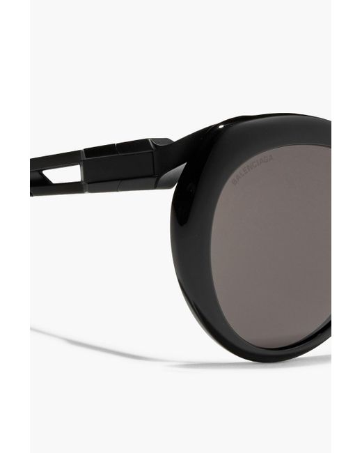 Balenciaga Black Sonnenbrille mit rundem rahmen aus azetat