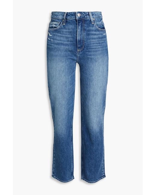 PAIGE Blue Sarah Cropped High-rise Straight-leg Jeans