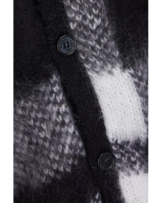 Maison Kitsuné Black Checked Mohair-blend Cardigan for men