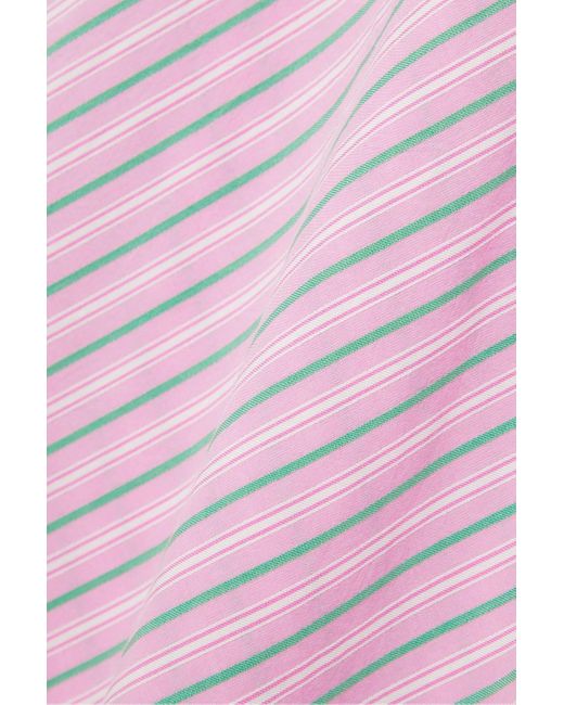 Rixo Pink Corsica Shirred Striped Cotton-blend Midi Dress