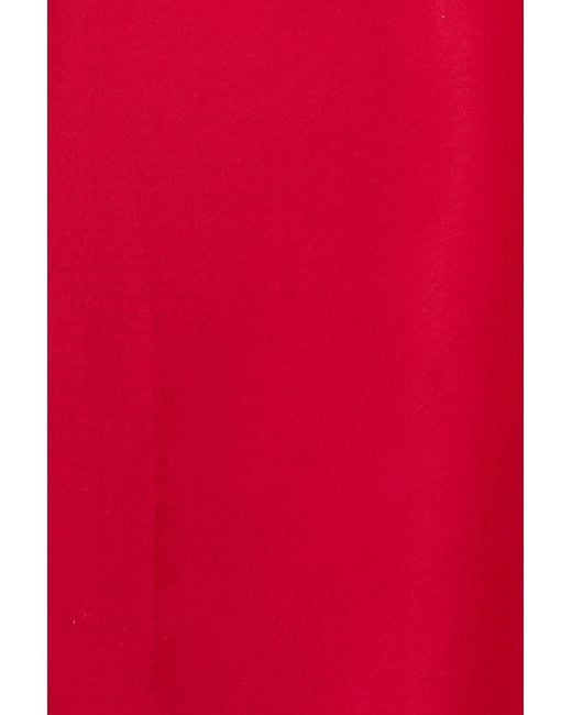 LEO LIN Red Jing Silk-Organza Midi Skirt