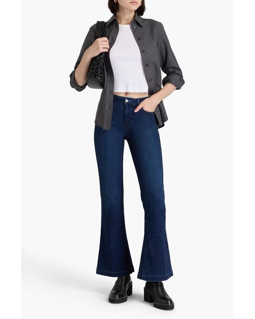 PAIGE Blue Faded Mid-rise Flared Jeans