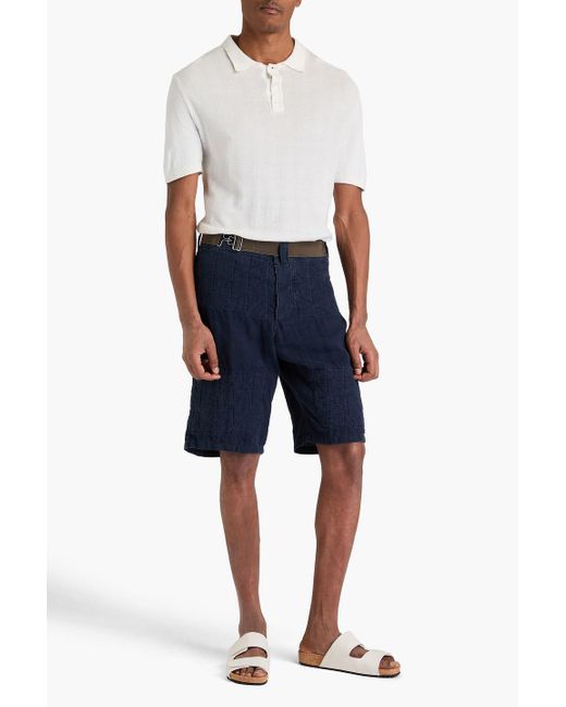 Maison Margiela Blue Belted Linen Shorts for men