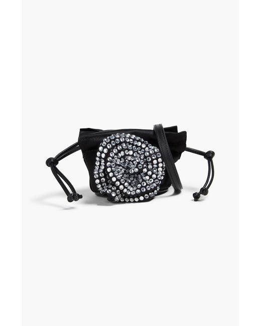 Magda Butrym Black Crystal-Embellished Satin Bucket Bag
