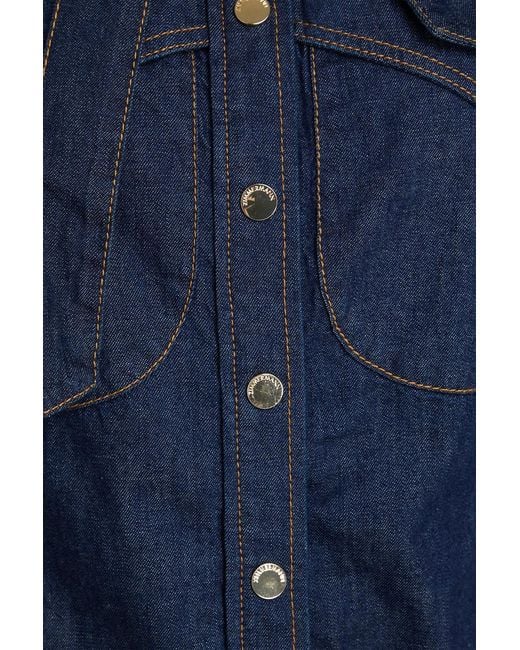 Zimmermann Blue Tie-Neck Denim Shirt