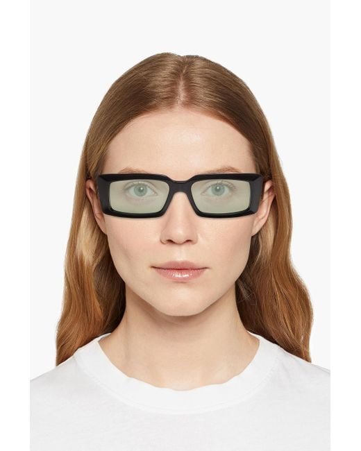Ganni Black Rectangle-Frame Tortoiseshell Acetate Sunglasses