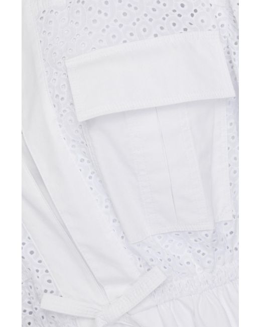10 Crosby Derek Lam White Tiered Broderie Anglaise Cotton Midi Dress