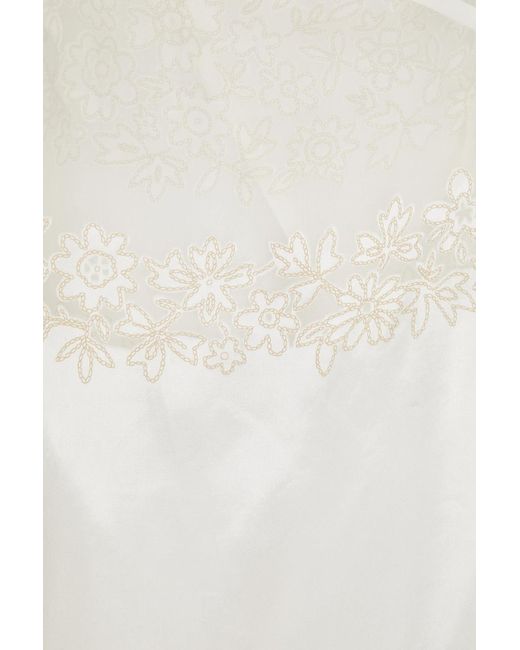 Jacquemus White Tombolo top aus chiffon mit floralem print und satineinsatz