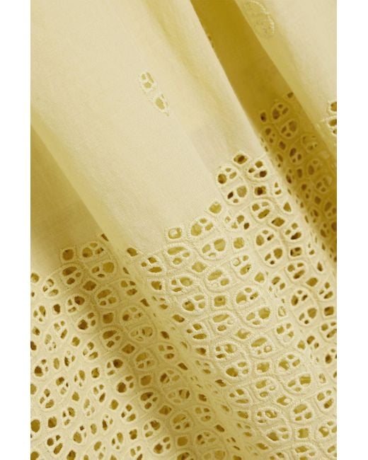 Ulla Johnson Yellow Isadore Broderie Anglaise Cotton Midi Dress