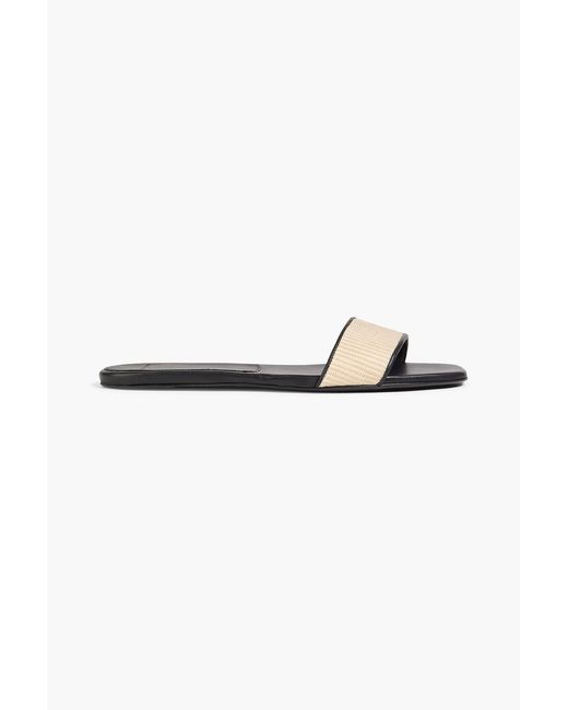 Loulou de Saison White Hades Leather-trimmed Woven Slides
