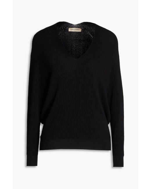 Gentry Portofino Black Silk And Cotton-blend Sweater