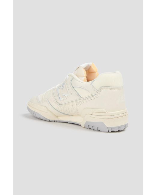 New Balance White 550 Mesh-Trimmed Leather And Suede Sneakers for men