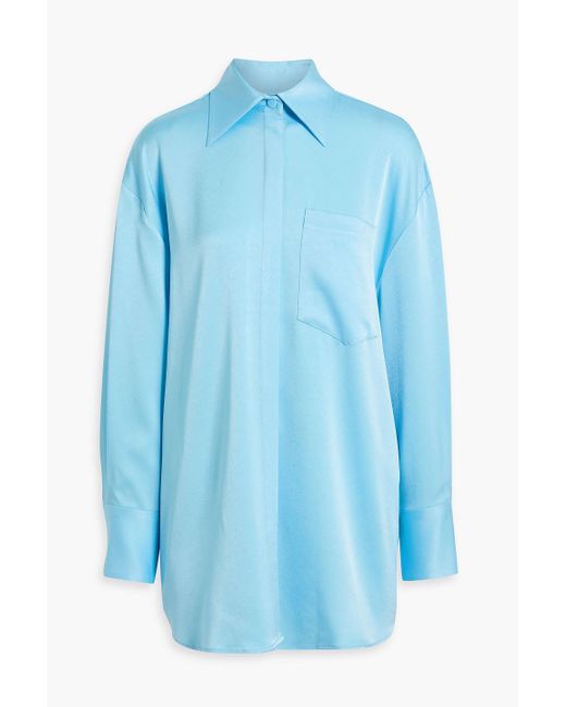 Alex Perry Blue Lovell Oversized Satin-crepe Shirt