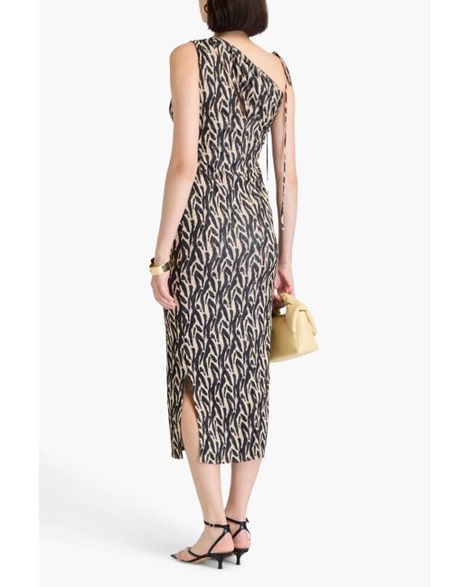 Nanushka White One-shoulder Leopard-print Jersey Midi Dress