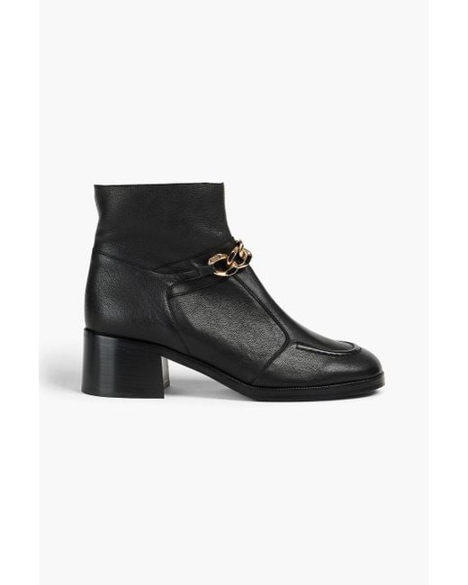 See By Chloé Black Mahe Chain-embellished Leather Ankle Boots