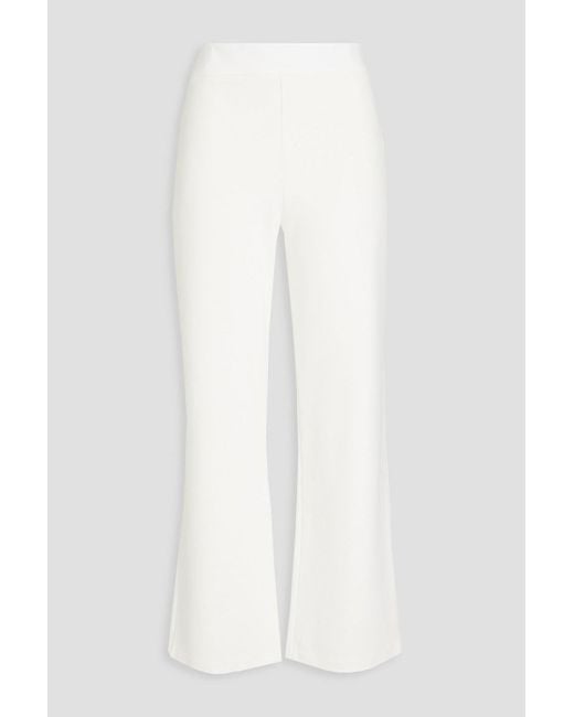 Emporio Armani White Cropped schlaghose aus geripptem jersey