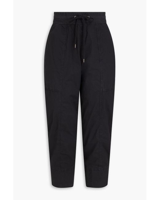 James Perse Black Cropped Stretch Cotton-poplin Tapered Pants