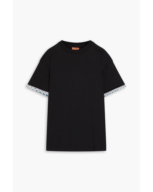 Missoni Black Crochet-trimmed Cotton-jersey T-shirt for men