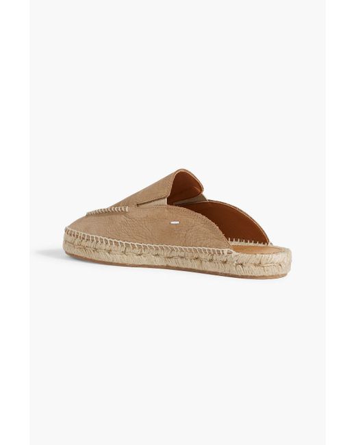 Maison Margiela Natural Embroidered Pebbled-leather Espadrille Mules