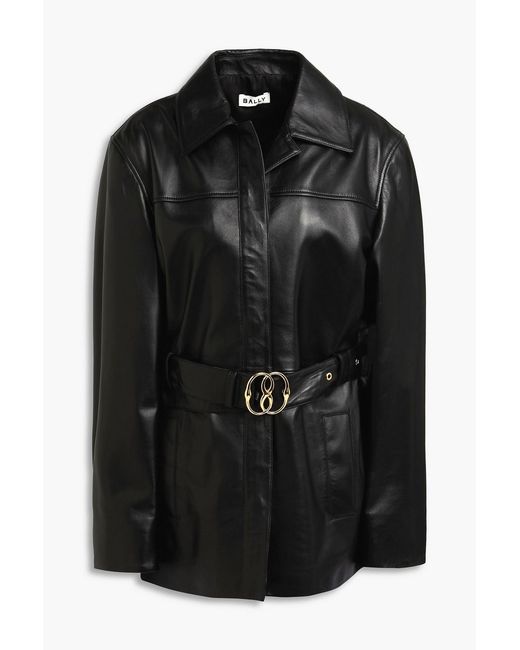 Bally Black Belted Leather Jacket