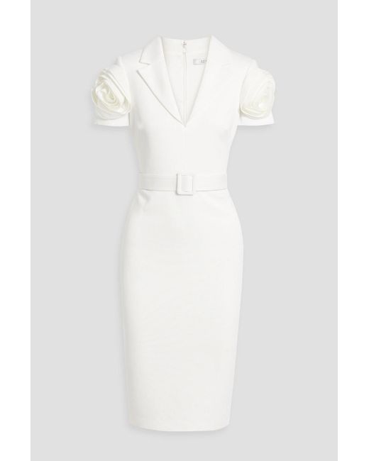 Badgley Mischka White Appliquéd Scuba Dress