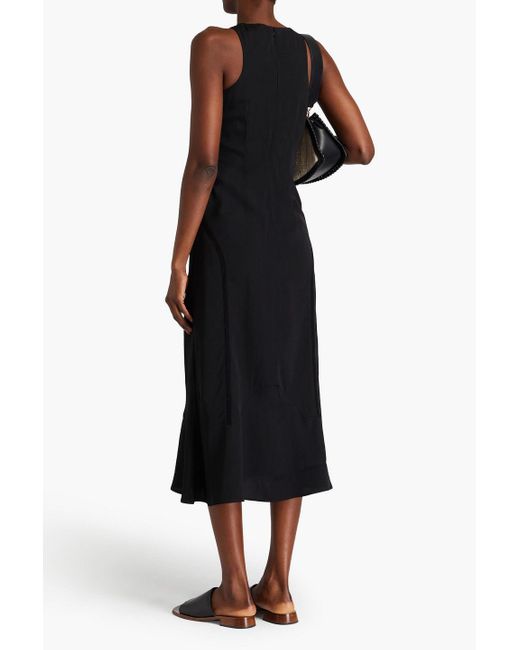 Rohe Black Lattice-trimmed Crepe Midi Dress