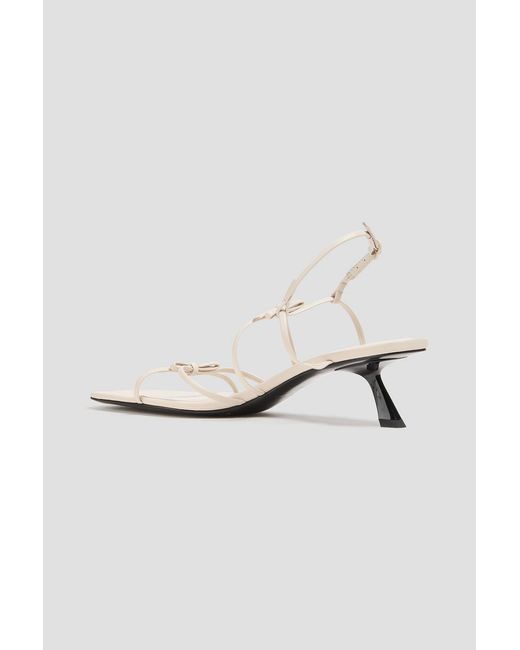 STUDIO AMELIA White Ballet 50 Bow-Detailed Leather Slingback Sandals