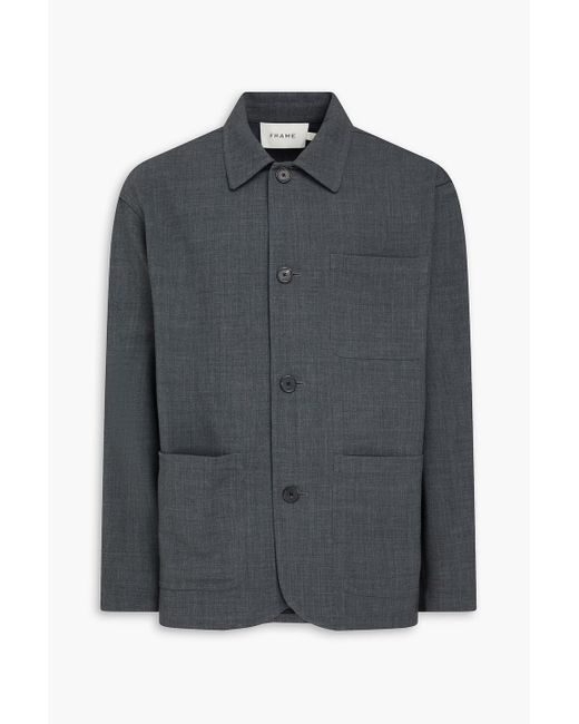 FRAME Black Wool-Blend Shirt Jacket for men