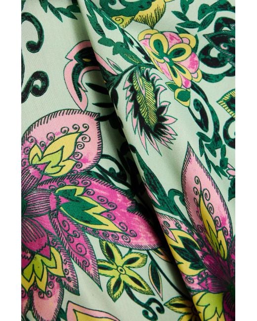 Diane von Furstenberg Green Krisa Reversible Floral-print Crepe De Chine Maxi Wrap Skirt