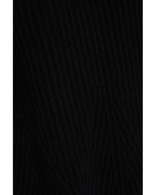 Loulou de Saison Black Cosmo Ribbed Cashmere Sweater