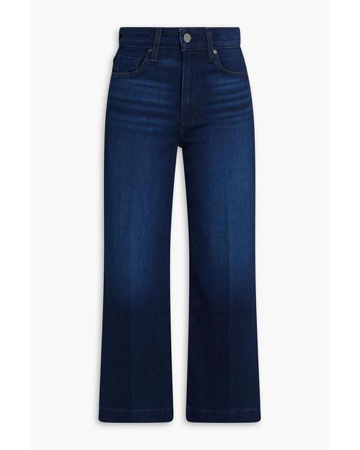 PAIGE Blue Anessa Cropped High-Rise Wide-Leg Jeans