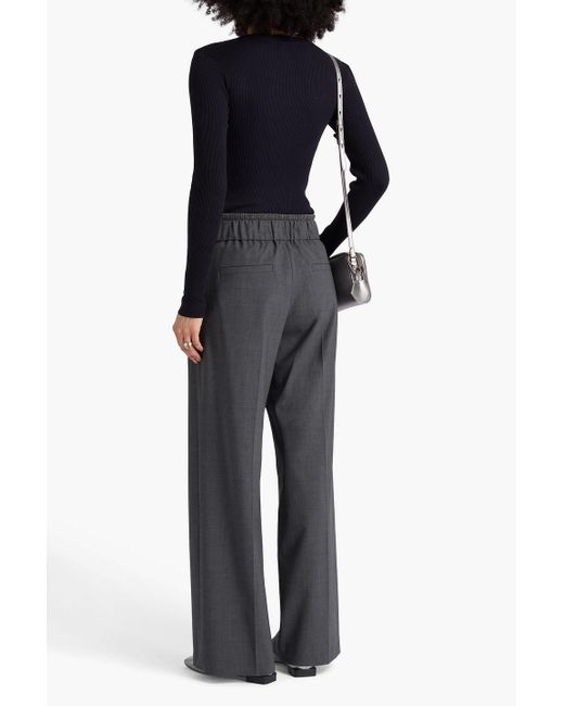 Brunello Cucinelli Blue Bead-embellished Wool-jersey Top